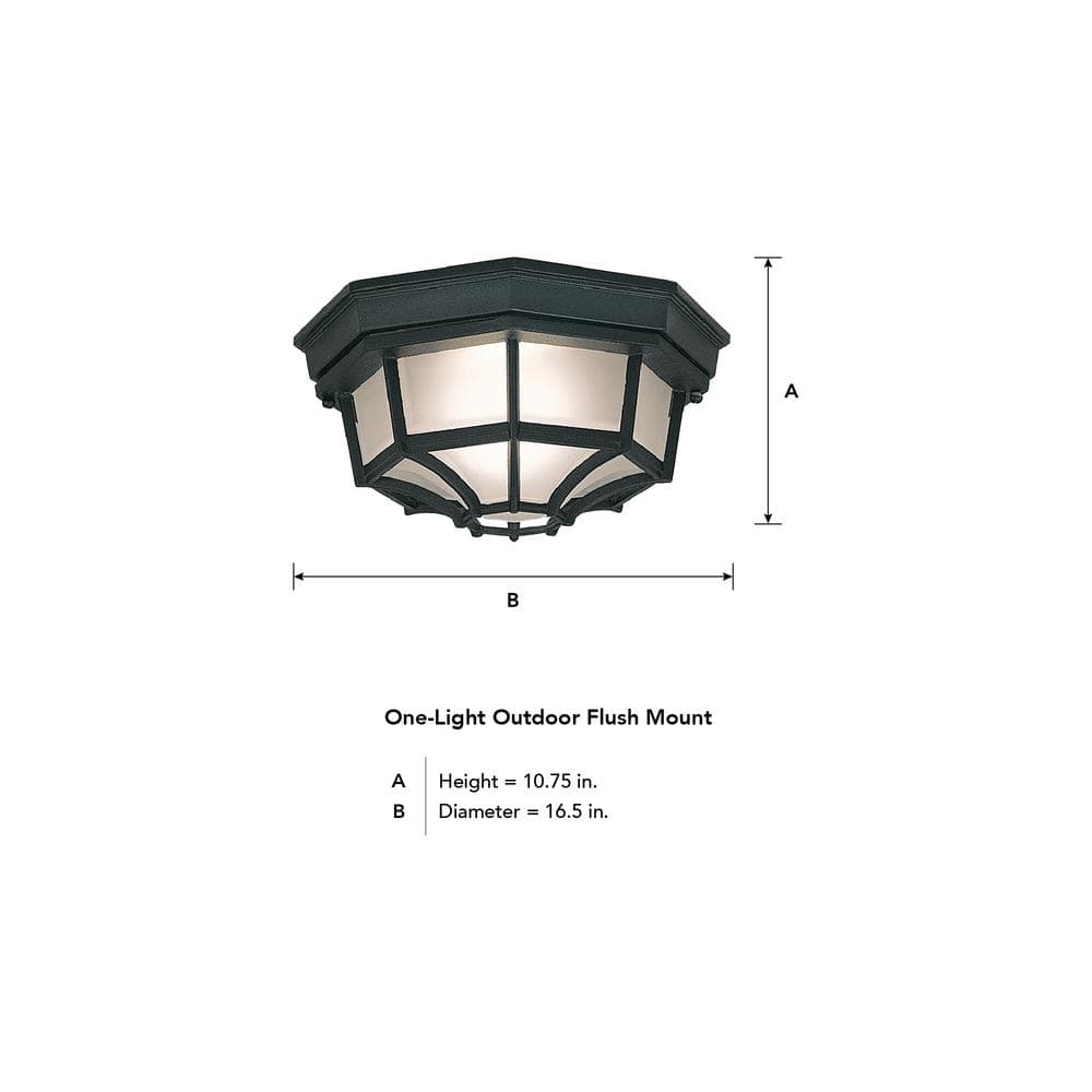 Black Aluminum 10.5" Outdoor Flush Mount Ceiling Light