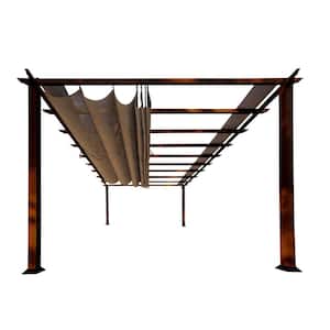 Paragon 11 ft. x 16 ft. Aluminum Pergola With the Look of Chilean Wood with Cocoa Canopy
