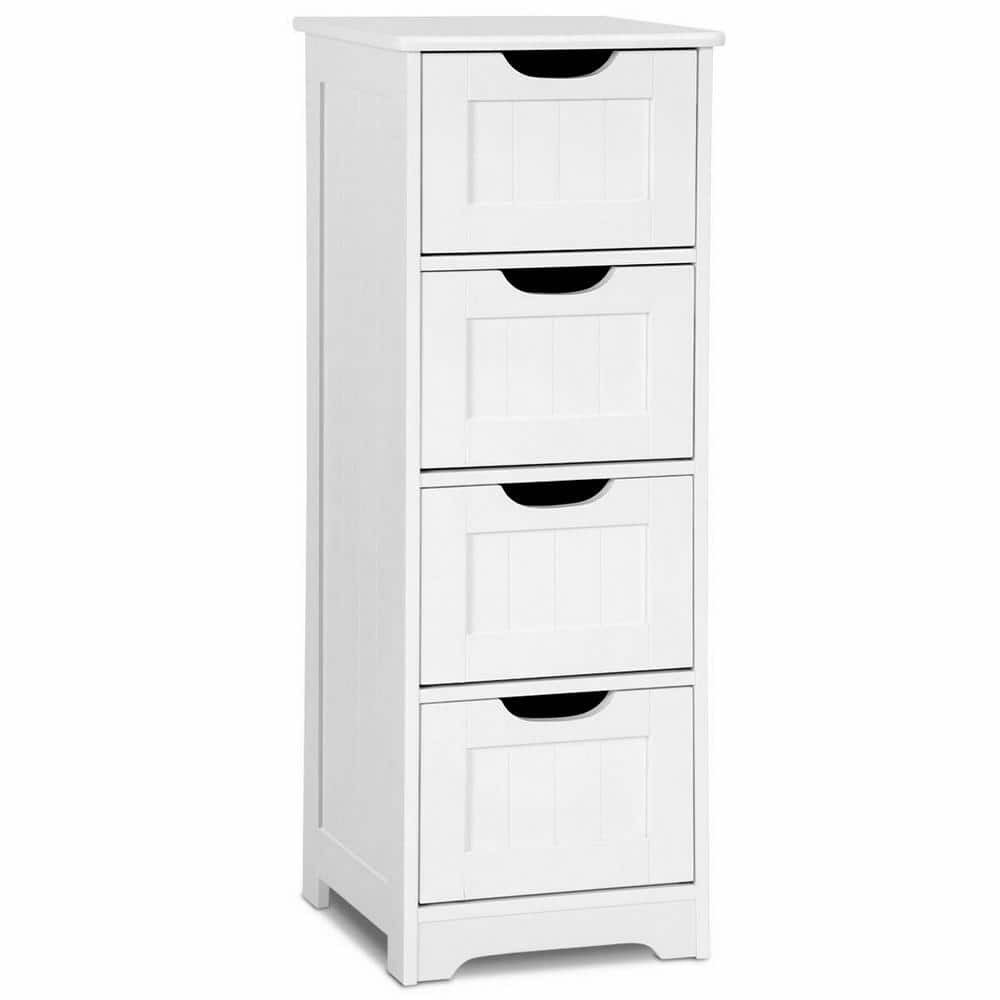 Costway White Bathroom Floor Cabinet Storage Cabinet Side Organizer Rack  with 2-Drawers HW66967WH - The Home Depot