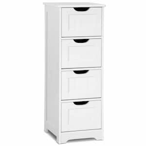 12 in. Bathroom Floor Cabinet Wooden Space Saver Free Standing Storage Side Organizer with 4-Drawers