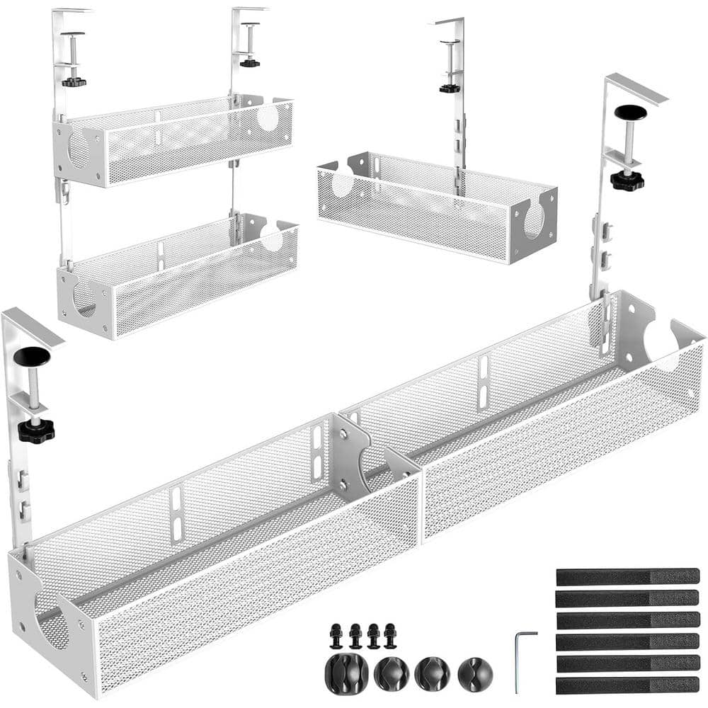 Multi-Model Under Desk 1.25 ft. Cable Management Metal Under Desk Wire Management Clamp Mount Under Table Desk (White) price history on PriceWatchPro