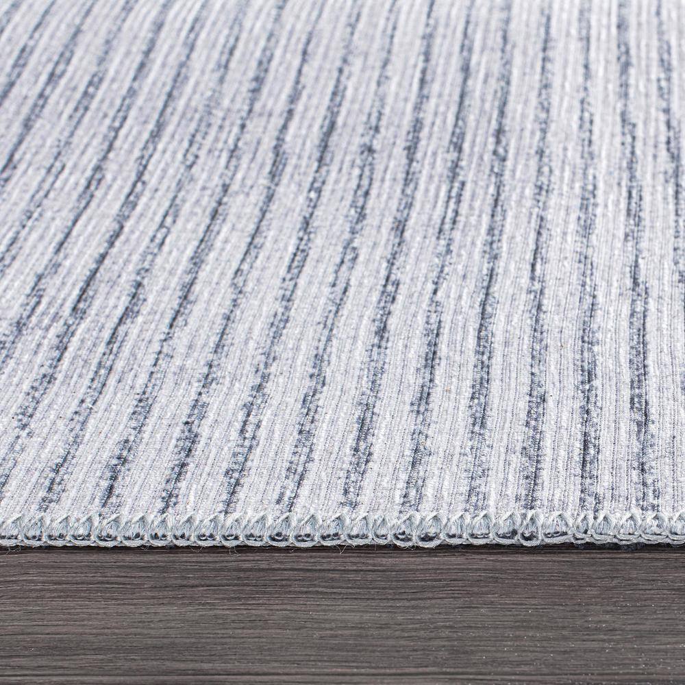 Eco-Friendly Gray Stripe Flat Woven 7'7"x9'6" Synthetic Area Rug