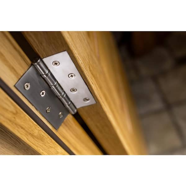 4 in. x 4 in. Brushed Nickel Full Mortise Ball Bearing Butt Hinge with Removable Pin (3-Pack)