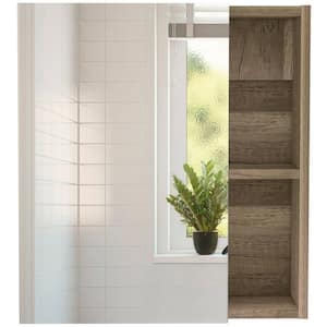 17.7 in. W x 19.5 in. H Brown Rectangular Wood Recessed or Surface Mount Medicine Cabinet with Mirror