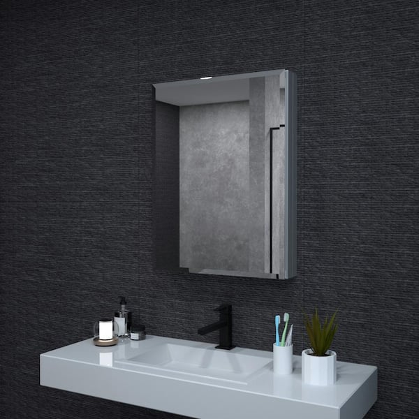 23 in. W x 30 in. H Rectangular Silver Aluminum Recessed/Surface Mount Medicine Cabinet with Mirror