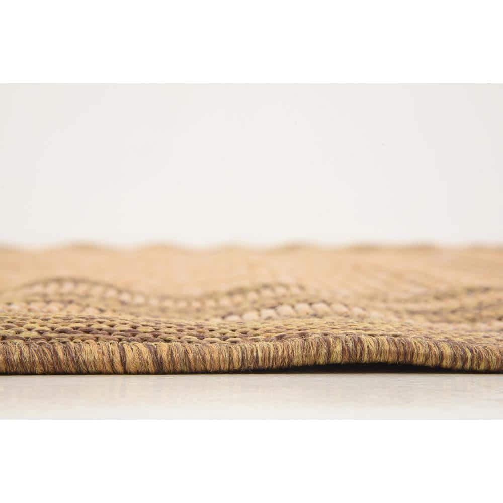 Multi-Brown Synthetic 5x8 Outdoor Border Rug