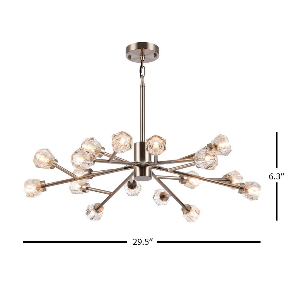 Sleek Shiny Nickel 29.5" Crystal Bass Shade Chandelier