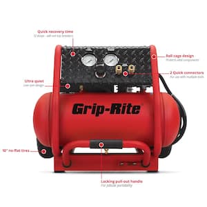 4-Gal. Ultra Quiet Single Tank Wheeled Portable Compressor