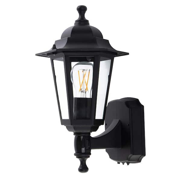 LUTEC 1-Light Black Motion Sensing Outdoor Wall Lantern Sconce