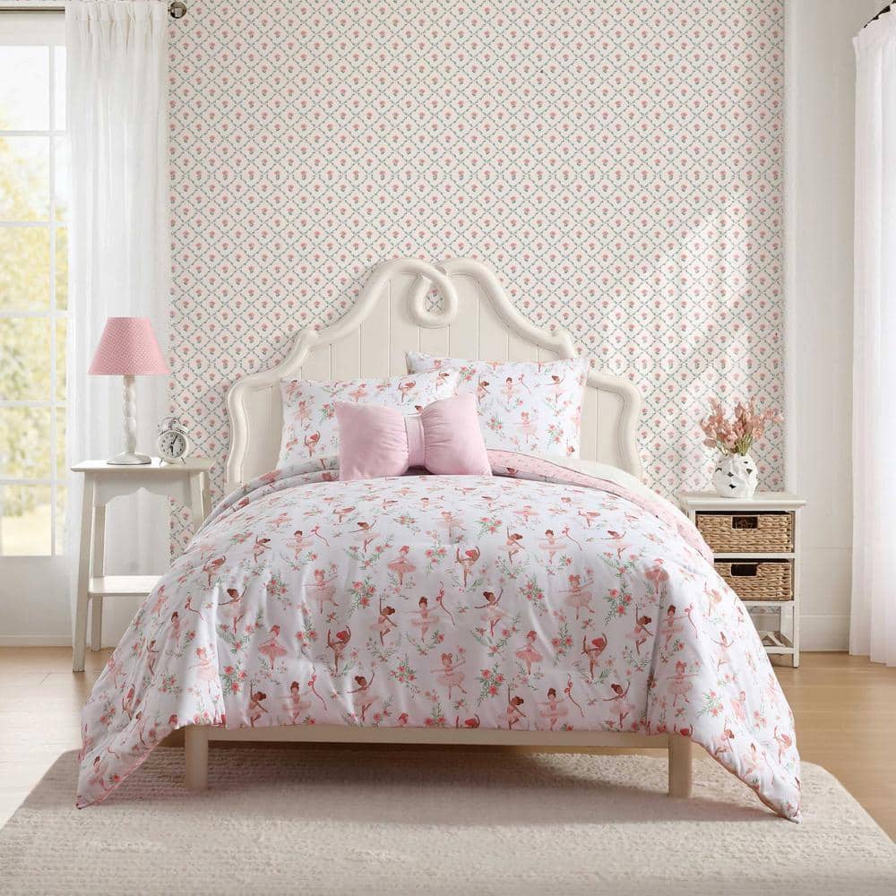 LAURA ASHLEY シングルスプリングマットレス Laura Ashley Ballerina Divas 4 Piece Champagne Pink Microfiber
