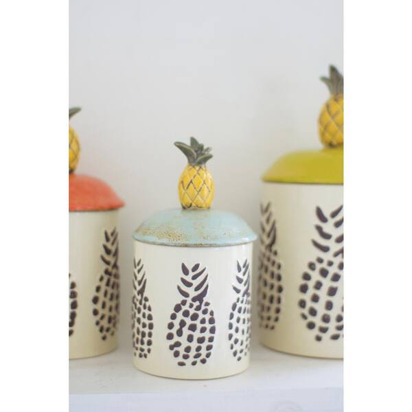 Unbranded 6-Piece Ceramic Pineapple Canisters (Set of 3)