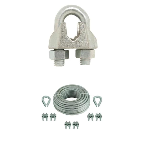 1/8 in. Zinc-Plated Wire Rope Clamp (2-Pack) and 1/8 in. x 30 ft. Vinyl Coated Steel Wire Rope Kit