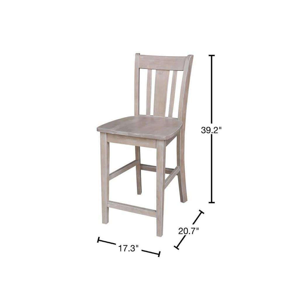 San Remo Washed Gray Taupe Solid Wood Counterheight Stool - 24" Seat