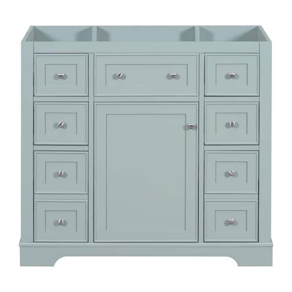 Unbranded 36 in. Freestanding Rectangular Bath Vanity Cabinet without Top in Green with Soild Wood Frame, 6 Drawers and 1 Door