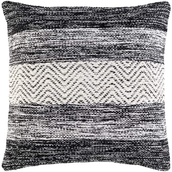 Livabliss Kirilrad Black Hand Woven Polyester Fill 18 in. x 18 in. Decorative Pillow