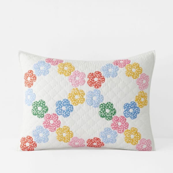 Company Kids White Multi Company Kids Daisy Patch Cotton Standard Sham