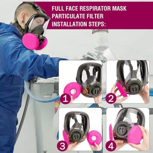 Full Face Organic Vapor Respirator and Gas Mask with 2 Threaded P-A-1  Replacement Filters
