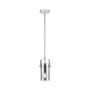 Pilaster II Cylinder 100-Watt 1 Light Polished Chrome Shaded Pendant Light with Tinted glass Tinted Glass Shade