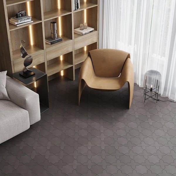 Seville 7 in. x 7 in. Matte Graphite Black Porcelain Star Wall and Floor Tile (5.31 sq. ft./case)-34 Pack