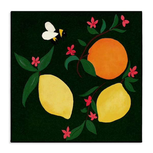 Stupell Industries Citrus and Bumble Bee by Michelle Ingari Designs Unframed Food Graphic Art Print 30 in. x 30 in.