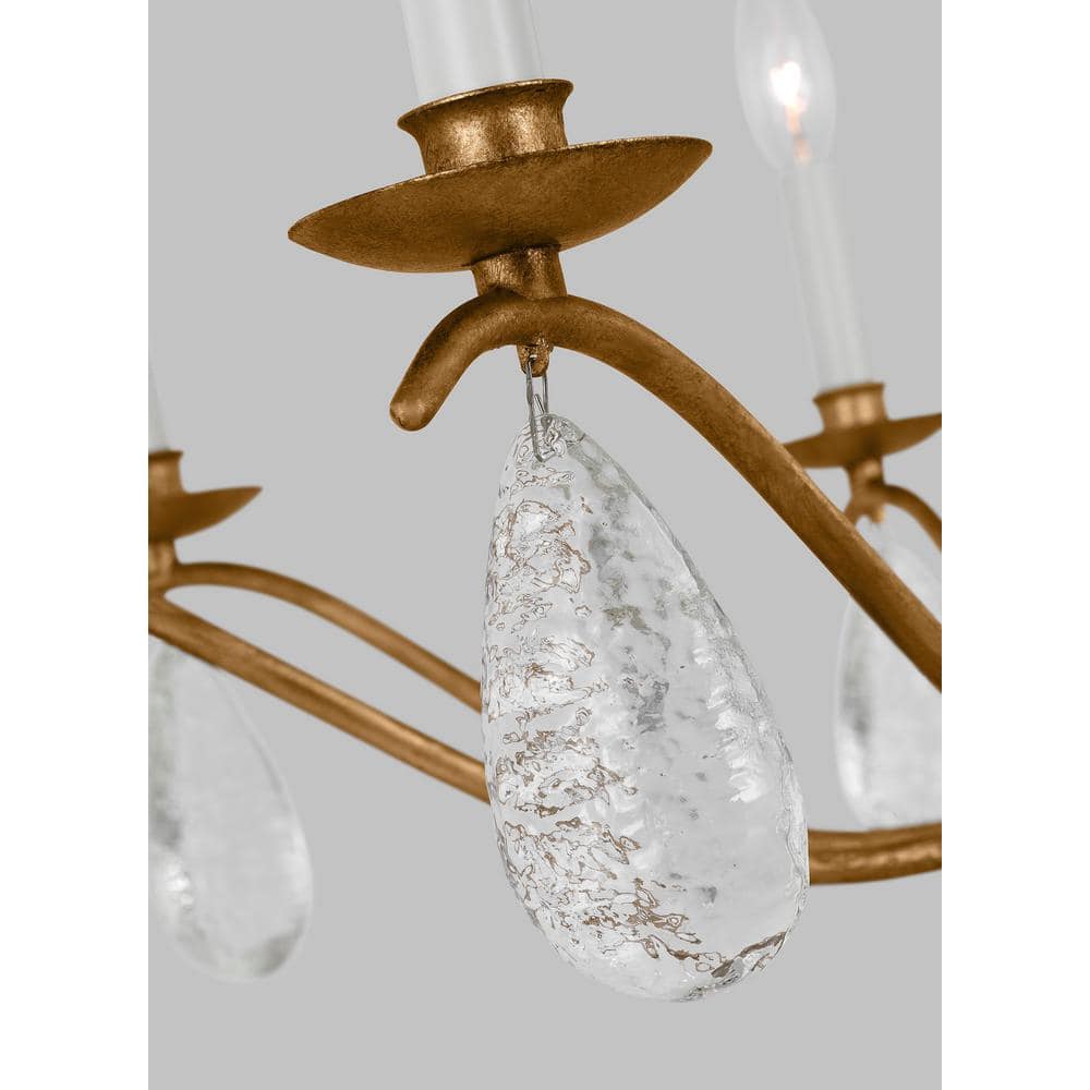Antique Gild 8-Light Candle Style Chandelier with Crystal Drops