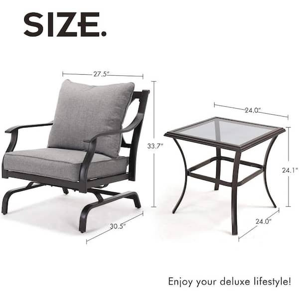 Yangming Black 3-Piece Metal Outdoor Patio Conversation