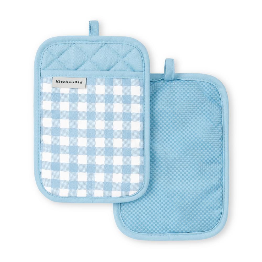 Mainstays Cotton Pot Holders, 2 Piece, 7 in x 9 in, Teal 