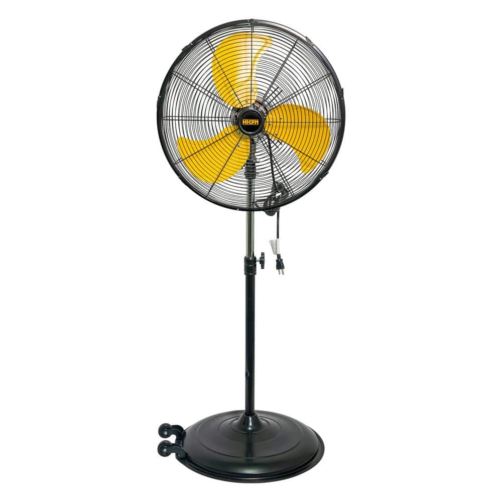 20 in. High Velocity Oscillating Pedestal Fan in Yellow with 3 Speeds, 1/5 