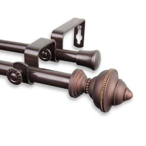 48 in. - 84 in. Telescoping 5/8 in. Double Curtain Rod Kit in Cocoa with Palace Finial