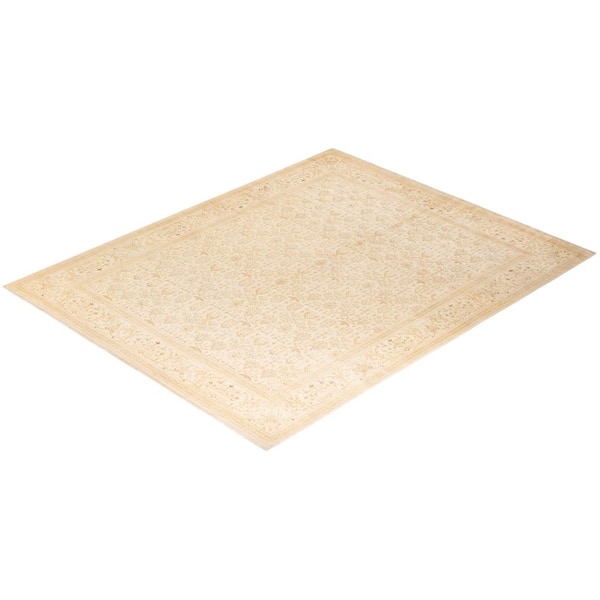 Mogul Traditional Ivory 7 ft. 10 in. x 9 ft. 10 in. Oriental Area Rug