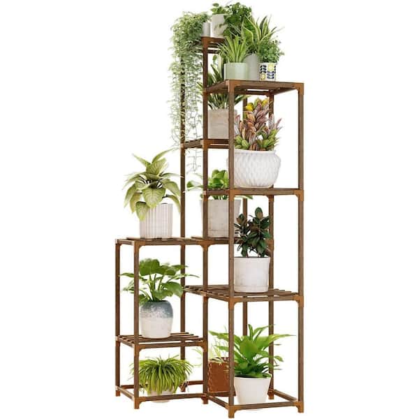 5-Tiers Wooden High Corner Indoor and Outdoor Plant Shelves, Corner Shelves Multiple Plants Terrace Balcony Garden