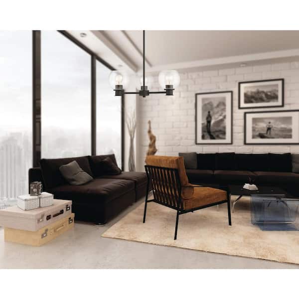 3-Light Coal Chandelier with Clear Glass