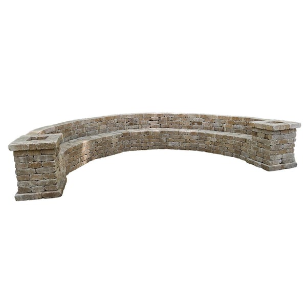 Pavestone Rumblestone 174.5 in. W x 31.5 in. H x 105.75 in. L Large Curved Concrete Bench Kit in Cafe