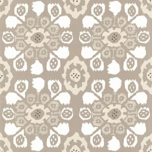 Valencia Taupe Ikat Floral Wallpaper