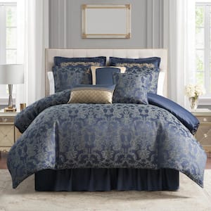 Brannigan 6 Piece Queen Navy Polyester Comforter Set