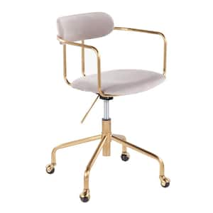 Demi Silver Velvet and Gold Metal Task Chair