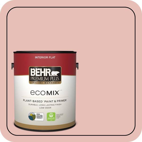 1 gal. #T18-01 Positively Pink Flat EcoMix Plant-Based Interior Paint & Primer
