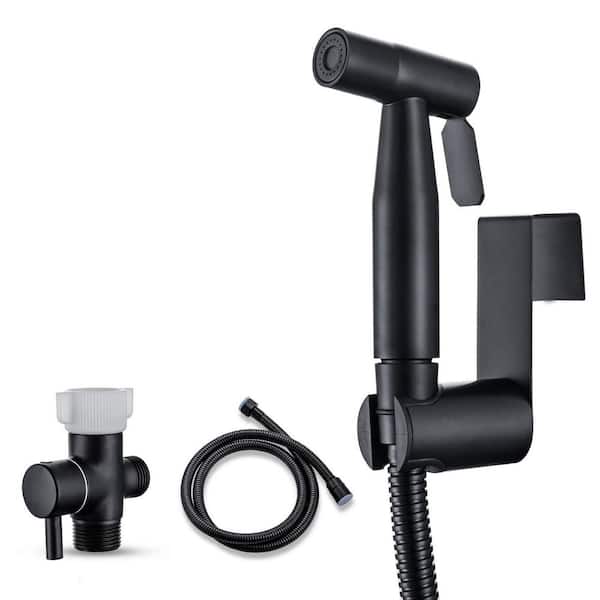 Stainless Steel Handheld Bidet Sprayer Bidet Attachment with Brass Valve, Hose and Mounting Kit, Matte Black