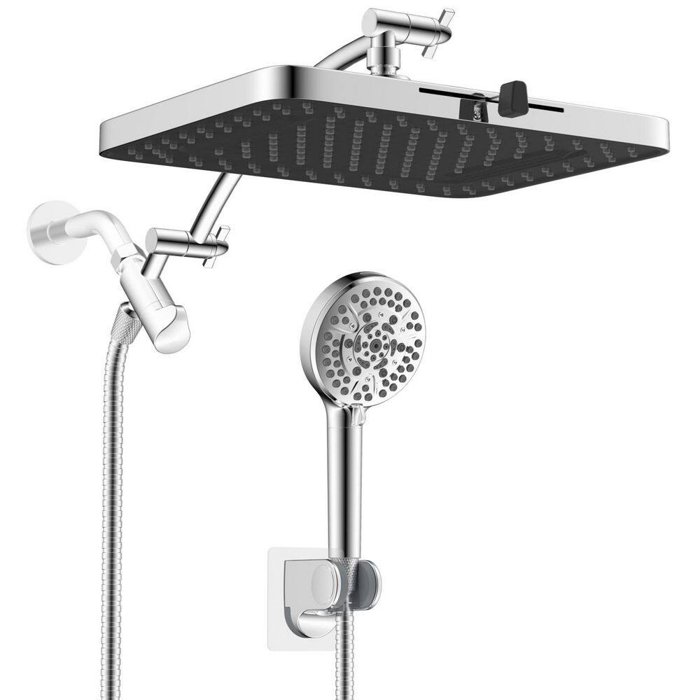 High Pressure 10-spray 13 in. Wall Mount Dual Fixed and Handheld Shower Head 1.8 GPM in Chrome Finish price history on PriceWatchPro