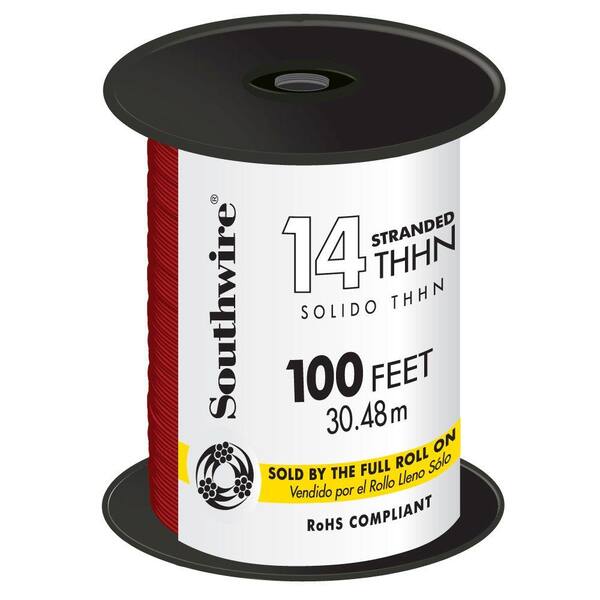 Red Wire Strand Southwire 100 ft. 14 Red Stranded THHN Wire 22957518 - The Home Depot
