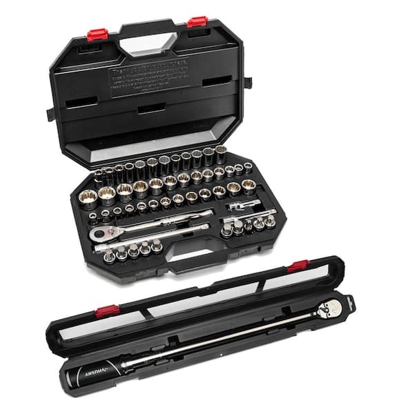 Husky 1/2 in. Drive Mechanics Tool Set with 1/2 in. Drive 50-250 ft./lbs. Torque Wrench (53-Piece)