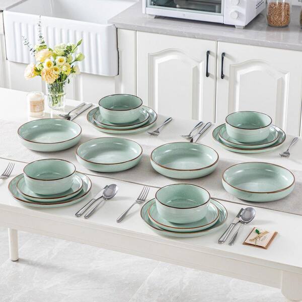 vancasso 16-Piece Jade Green Stoneware Dinnerware Set (Service for