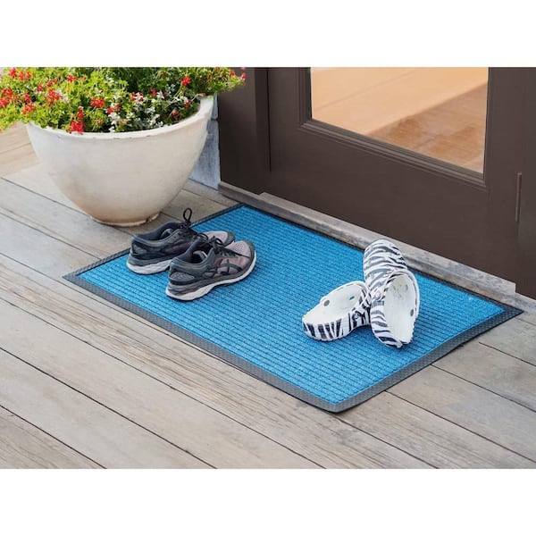 Envelor Indoor Outdoor Doormat Blue 24 in. x 36 in. Stripes Floor Mat  PP-71505-BL-M - The Home Depot
