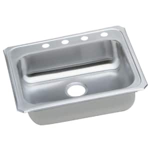 Celebrity Drop-In Stainless Steel 25 in. 4-Hole Single Bowl Kitchen Sink with Center Drain