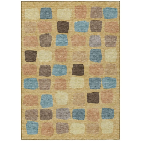 Chantille Machine Washable Indoor/Outdoor Abstract ACN2501 Gold 9 ft. x 12 ft. Area Rug