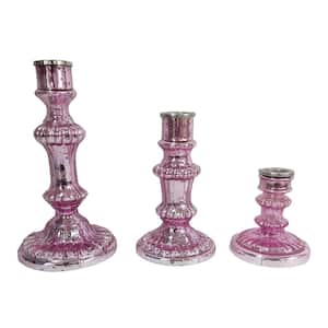 Luminary Treasures Antique Pink Candle Holders (Set of 3)