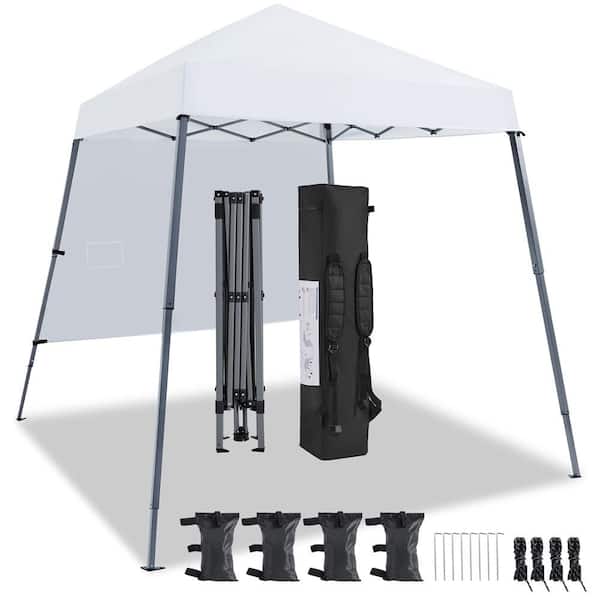 Yaheetech 8 x 8 ft Base Pop-up Canopy Tent One-person Set Up Canopy Tent with Side Panel Storage Bag 4 Sandbags 8 Ground Stakes
