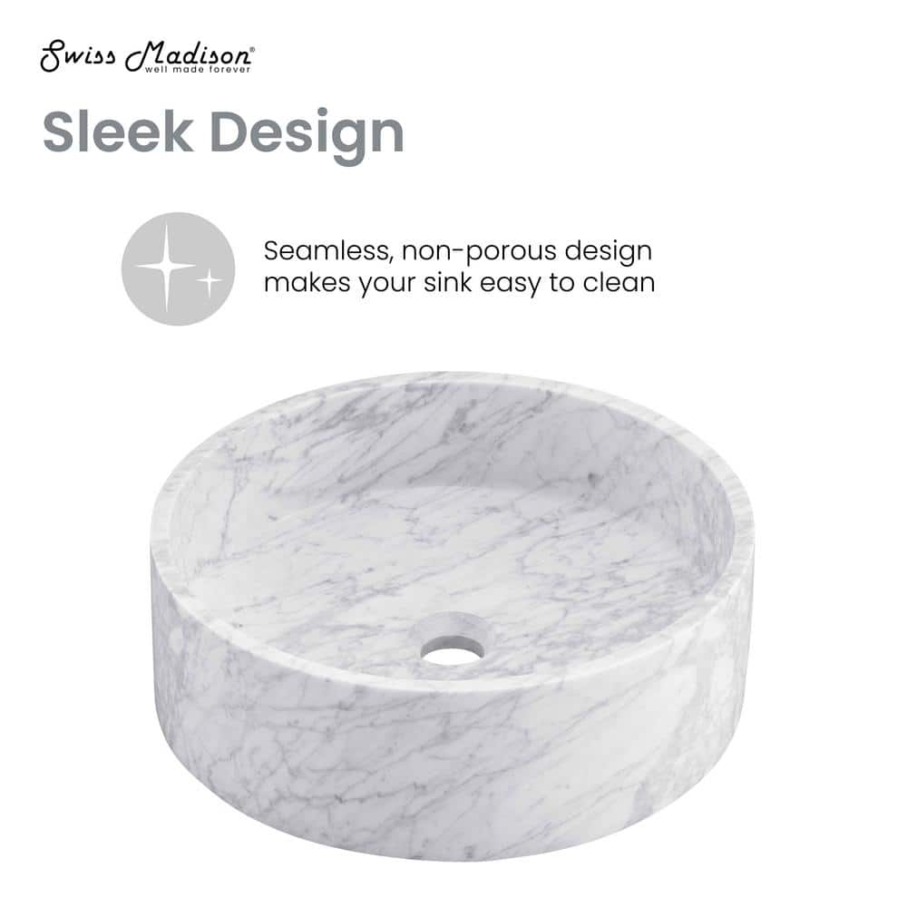 Monaco 17" Round Marbled Grey Ceramic Vessel Sink