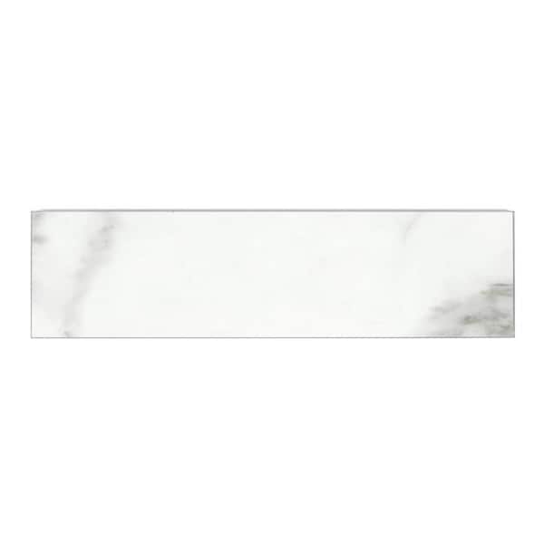 Tuscan Design Styles Carrara White And Gray Subway 3 in. X 12 in. Glass Decorative Wall Tile (6 Sq. Ft.)