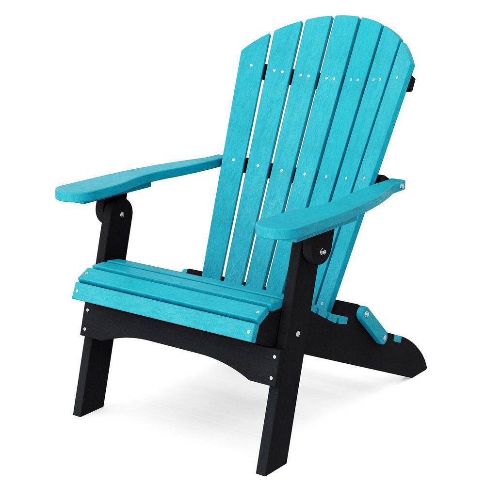Heritage Aruba Blue and Black Plastic Outdoor Folding Adirondack Chair price history on PriceWatchPro